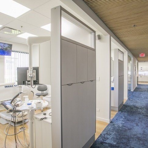 Hallway leading to dental treatment rooms