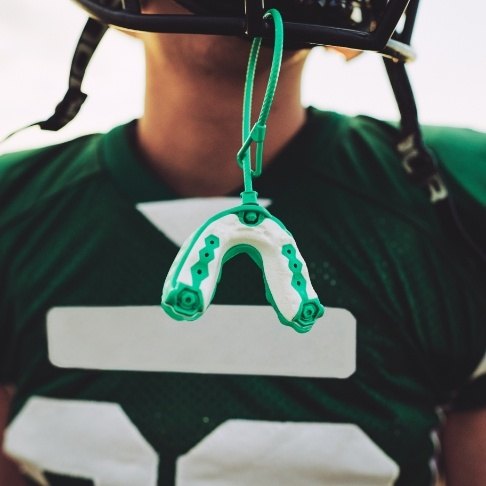 Teen with athletic mouthguard